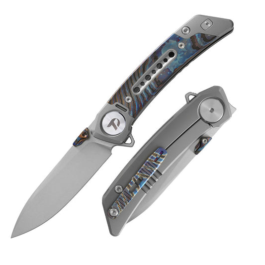 Dreamtech D9610ZM – M390 Drop Point Damascus Titanium+Zirconium Knife