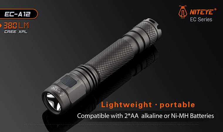 Niteye EC-A12 2x AA 380 Lumens CREE XP-L LED Flashlight