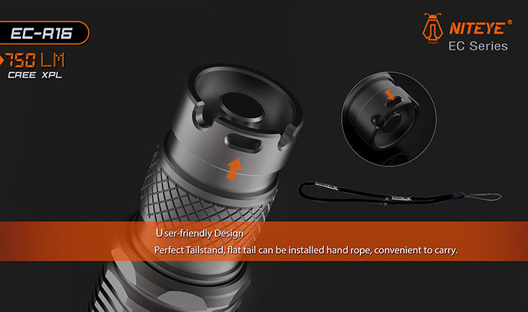 Jetbeam EC-R16 1x CR123A / 1x 16340 750 Lumens CREE XP-L LED USB Rechargeable Flashlight