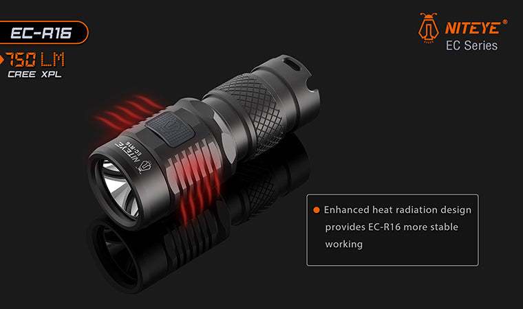 Jetbeam EC-R16 1x CR123A / 1x 16340 750 Lumens CREE XP-L LED USB Rechargeable Flashlight