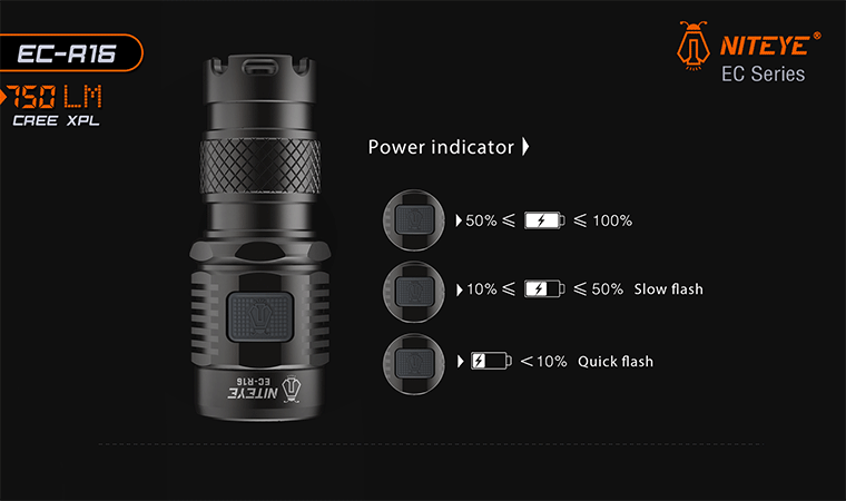 Jetbeam EC-R16 1x CR123A / 1x 16340 750 Lumens CREE XP-L LED USB Rechargeable Flashlight
