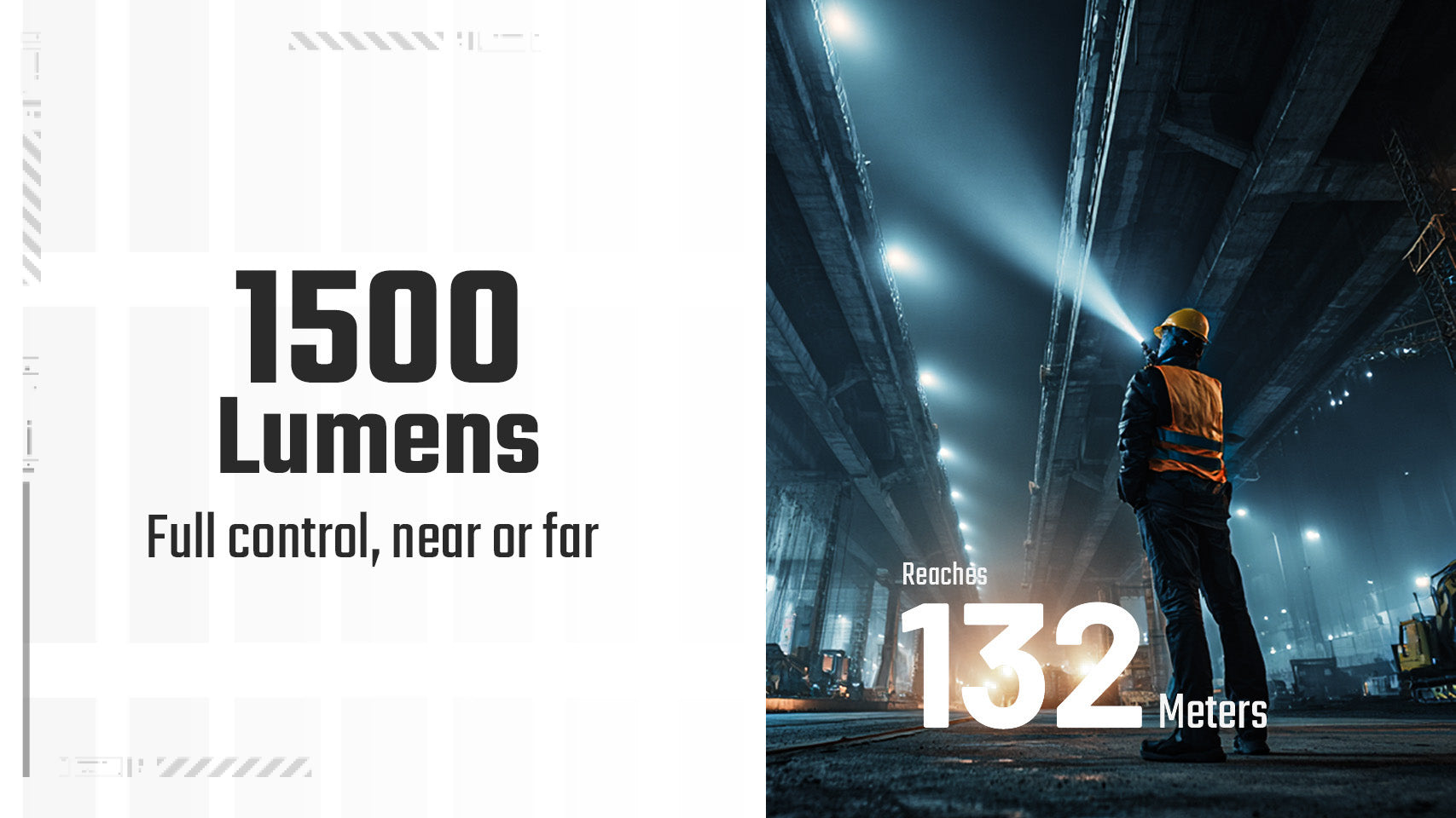 Nitecore EDC07 beam shot - 1500 lumens reaching 132 meters