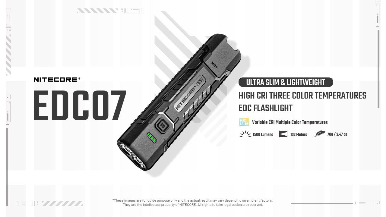 Nitecore EDC07 overview - ultra slim 2.47 oz high CRI three color temperature EDC flashlight