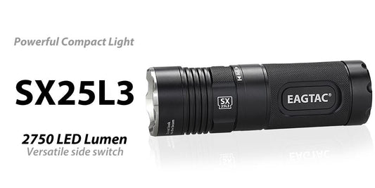 EagleTac SX25L3 EGT-SX25K3MTG2KIT front view – 2750 lumen MT-G2 LED searchlight kit