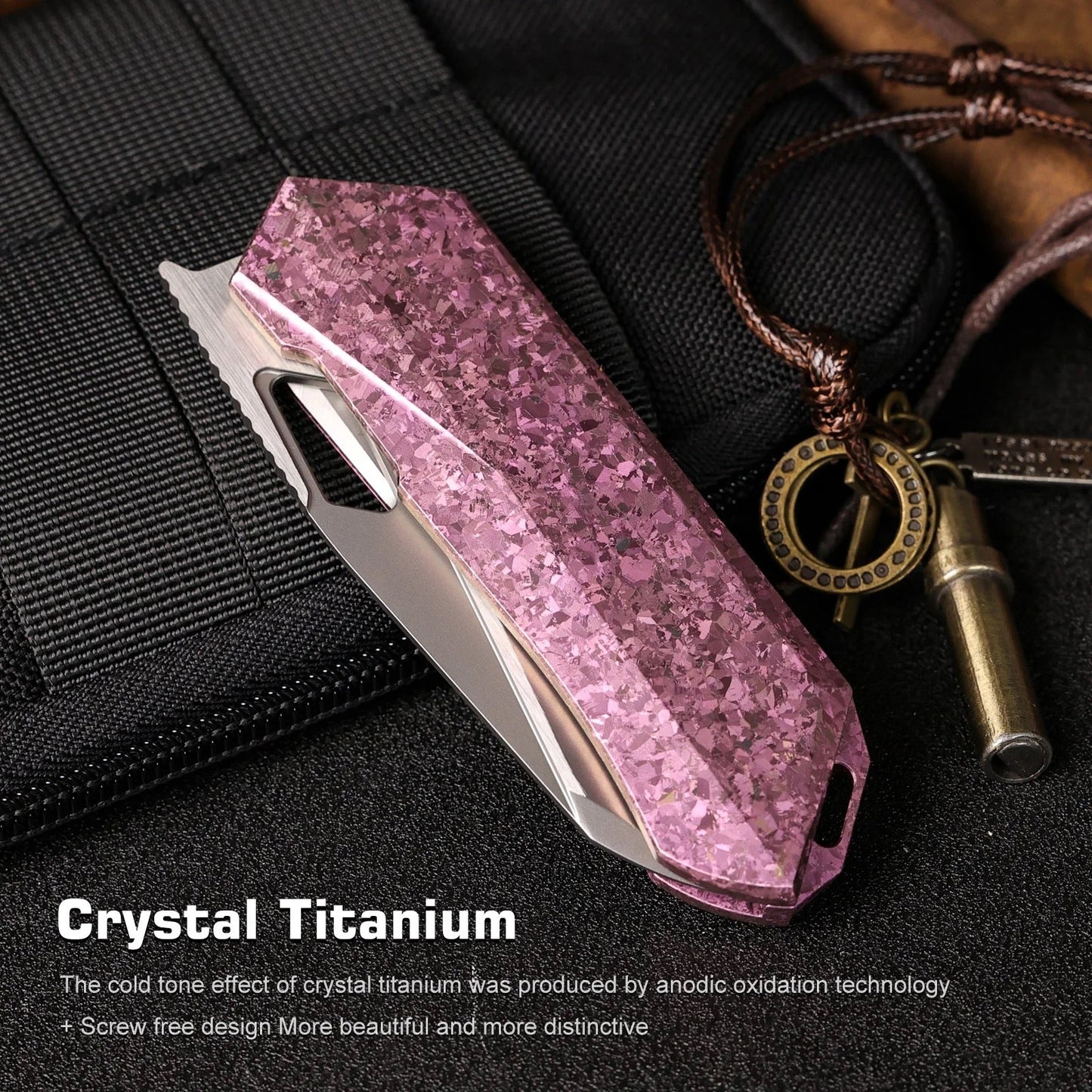 Remette Woodpecker RTWP-IP 2.95" M390 Reverse Tanto Folding Knife Crystallized Titanium Handle Liner Lock
