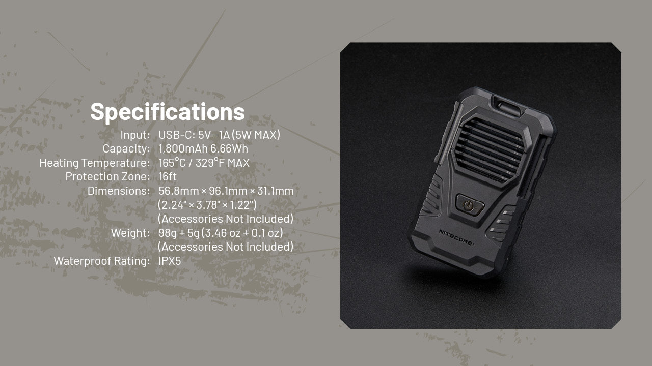 Nitecore EMR06 TAC Portable Rechargeable Mosquito Repeller USB-C Rechargeable