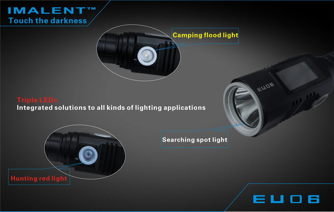 Imalent EU06V 1 x 18650 / 2 x CR123A CREE XM-L2 U2 1190 Lumen LED Flashlight with Secondary Ultraviolet LED