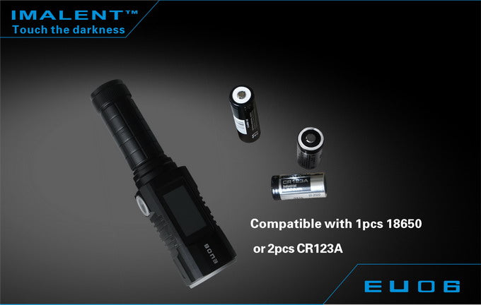 Imalent EU06V 1 x 18650 / 2 x CR123A CREE XM-L2 U2 1190 Lumen LED Flashlight with Secondary Ultraviolet LED