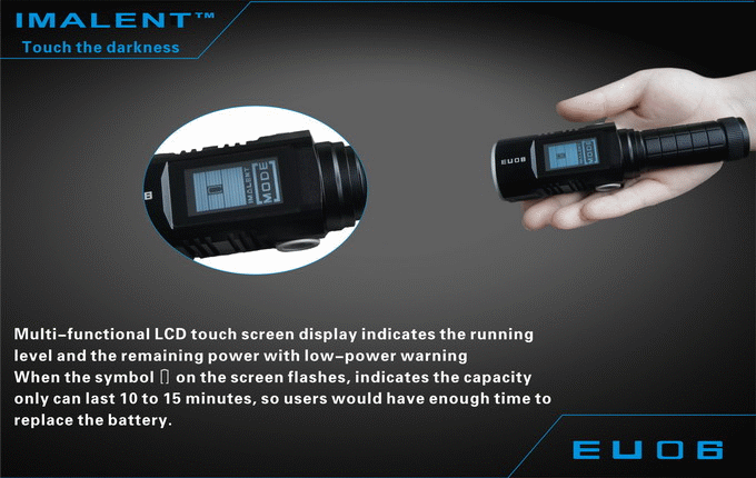 Imalent EU06V 1 x 18650 / 2 x CR123A CREE XM-L2 U2 1190 Lumen LED Flashlight with Secondary Ultraviolet LED