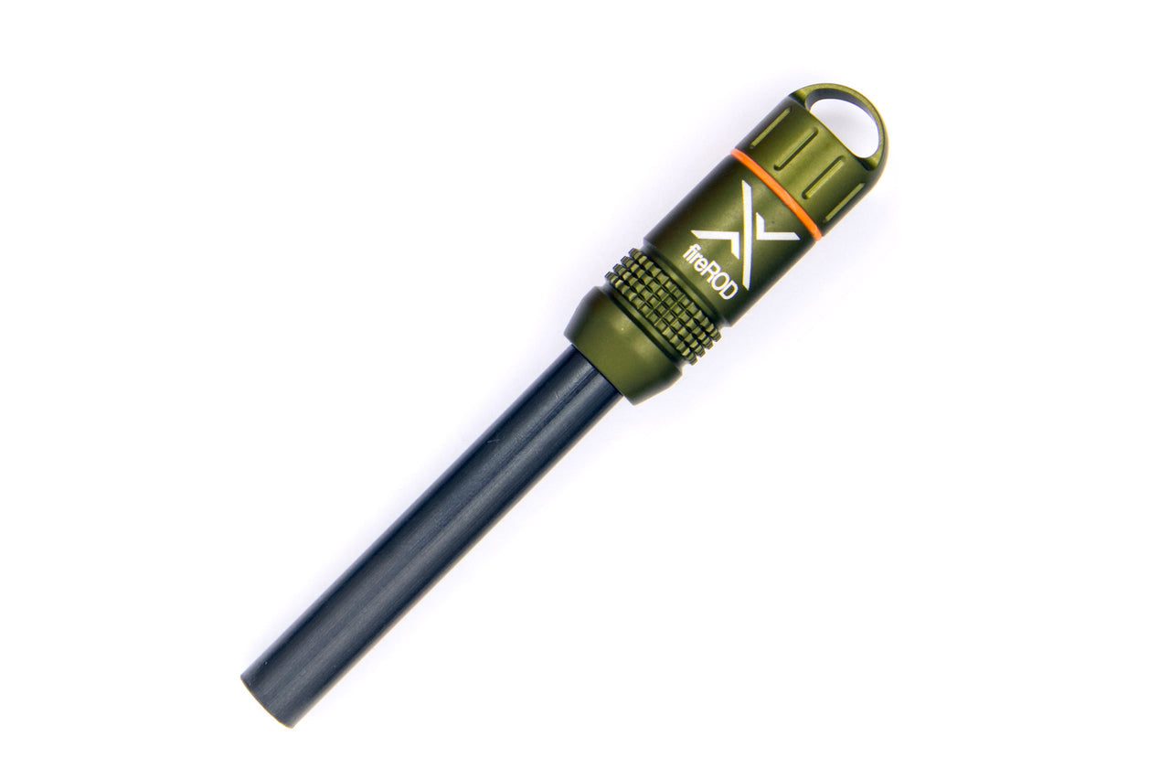 Exotac fireROD V2 EXO-FIREROD showing the threaded ferrocerium rod and machined aluminum body