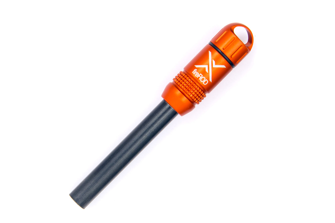 Exotac fireROD V2 EXO-FIREROD front view – 5/16 inch replaceable ferrocerium rod firestarter in anodized 6061 aluminum