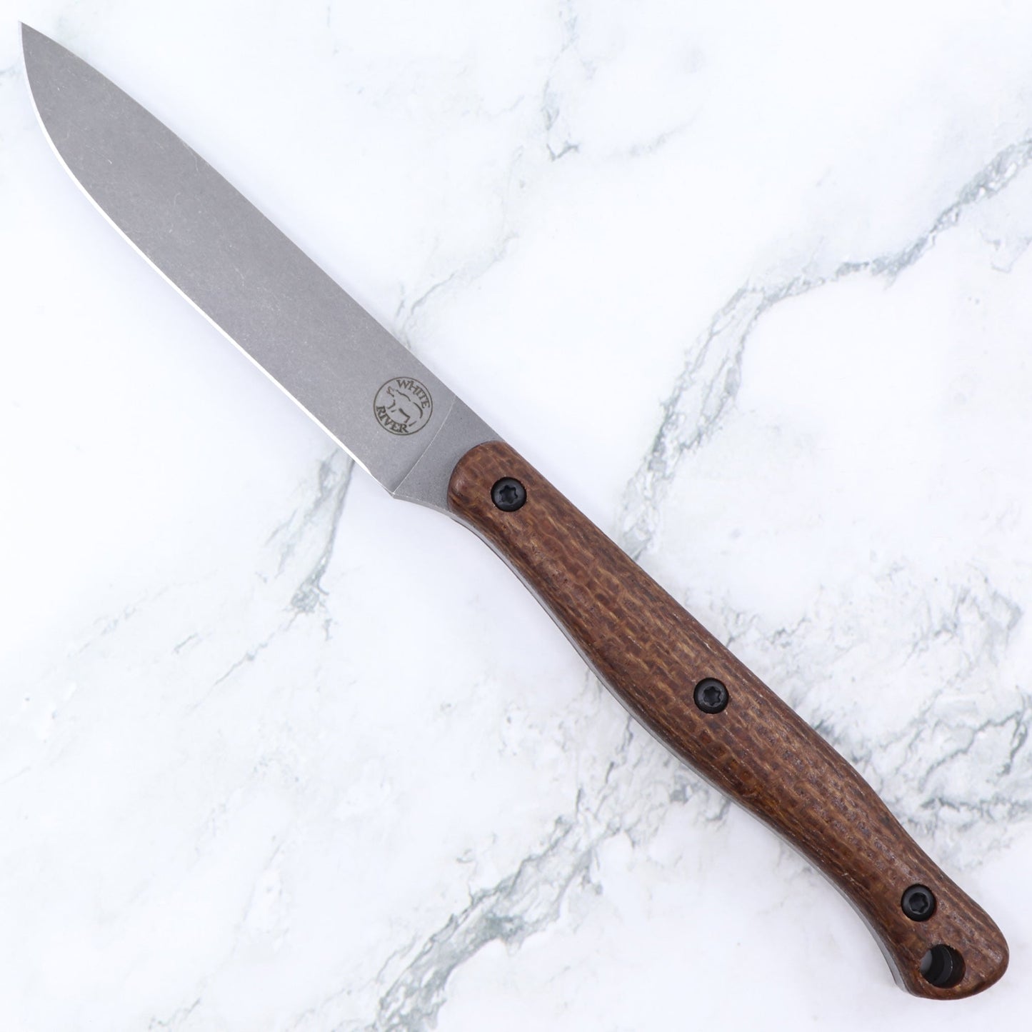 White River Exodus 4 Jackalope Exodus4-NAT natural burlap Micarta handle detail