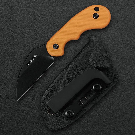 Critical Strike Prod F901-ORBW front view – 2.28" black stonewash VG10 orange G10 fixed blade knife
