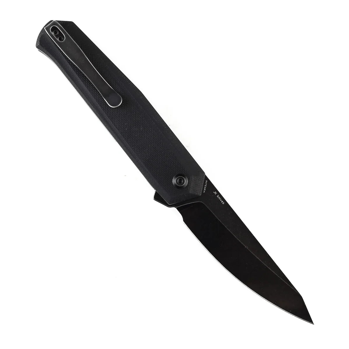 Kansept Integra T1042A2 – 3.63" Stonewashed 154CM Drop Point Blade, Black G10 Handle, Frame Lock – Designed by JK Knives
