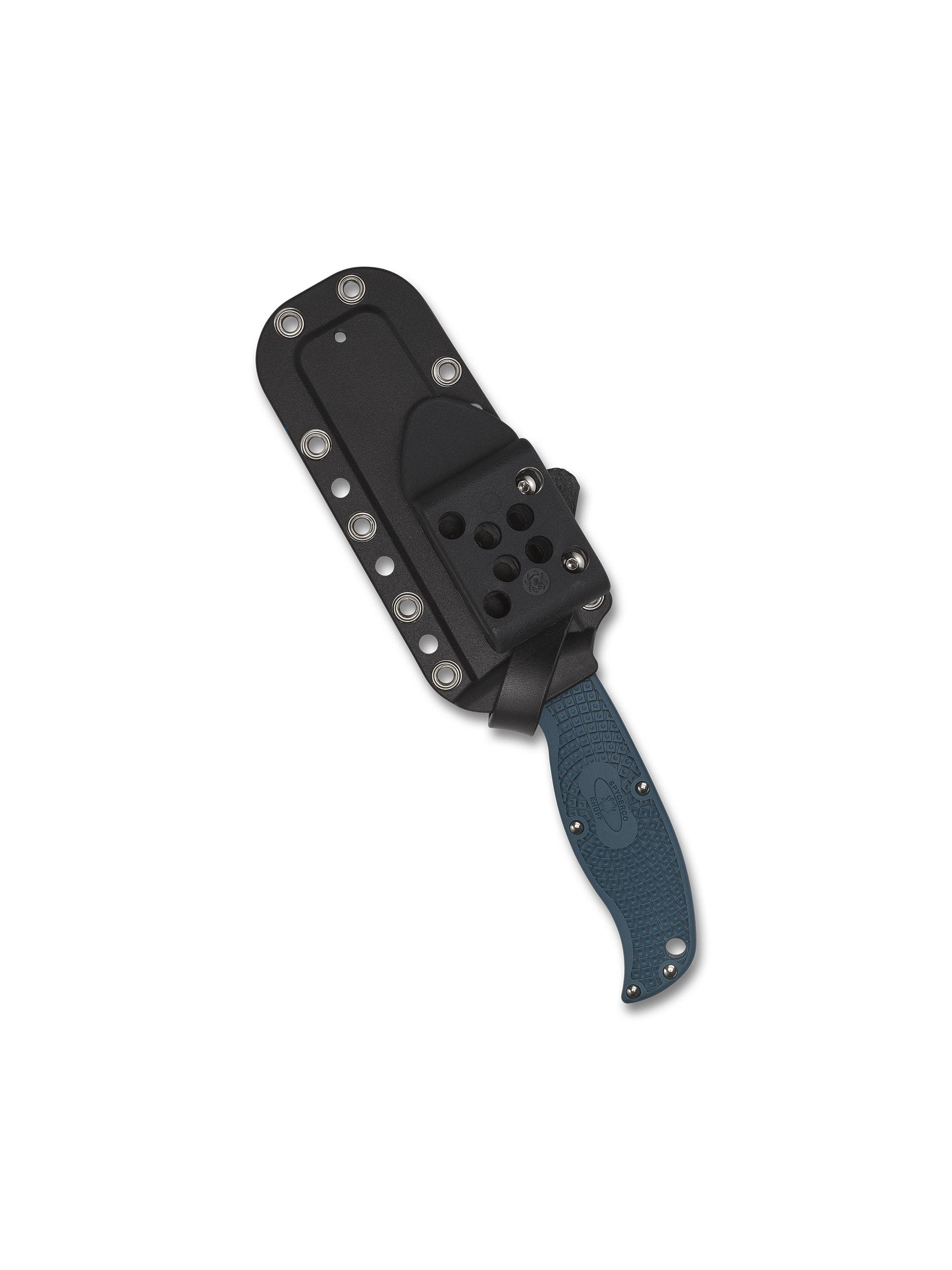 Spyderco Enuff 2 FB31SBL2K390 serrated fixed blade knife with injection-molded polymer sheath and G-Clip mount