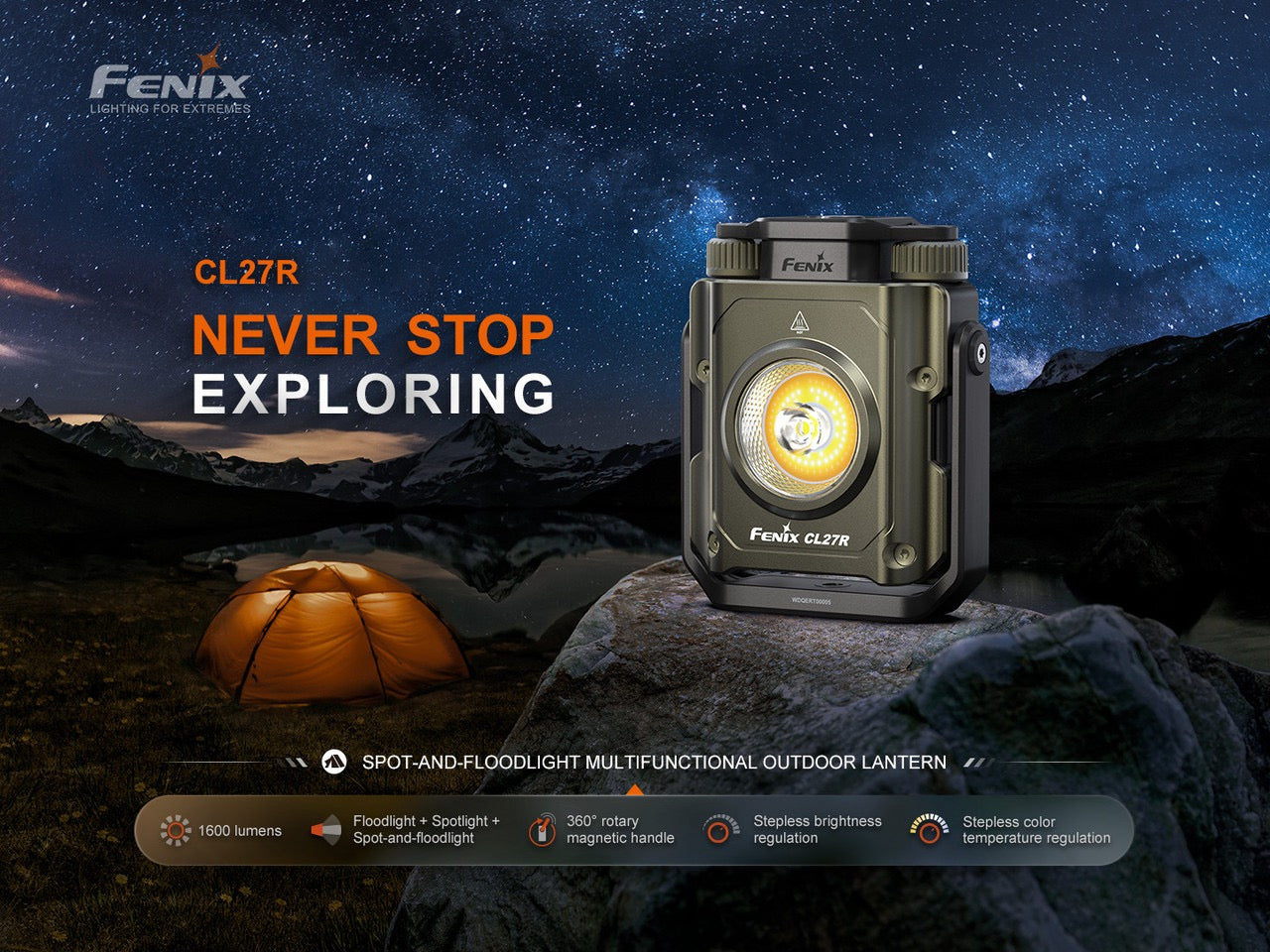 Fenix CL27R – 1600 Lumen USB-C Rechargeable Lantern with Red LED