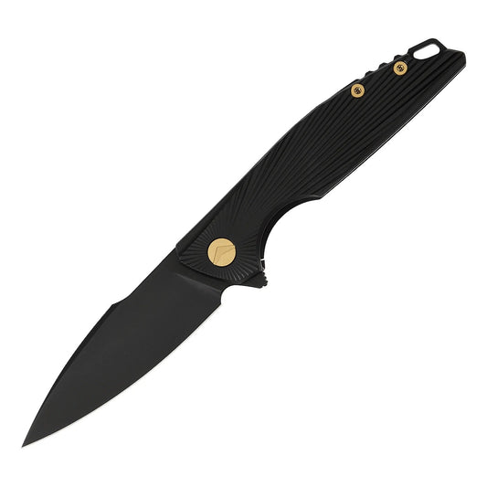 FerraMonster AURORA RAYS FM23002-C – 3.46" M390 Drop Point Black Titanium Frame Lock Knife