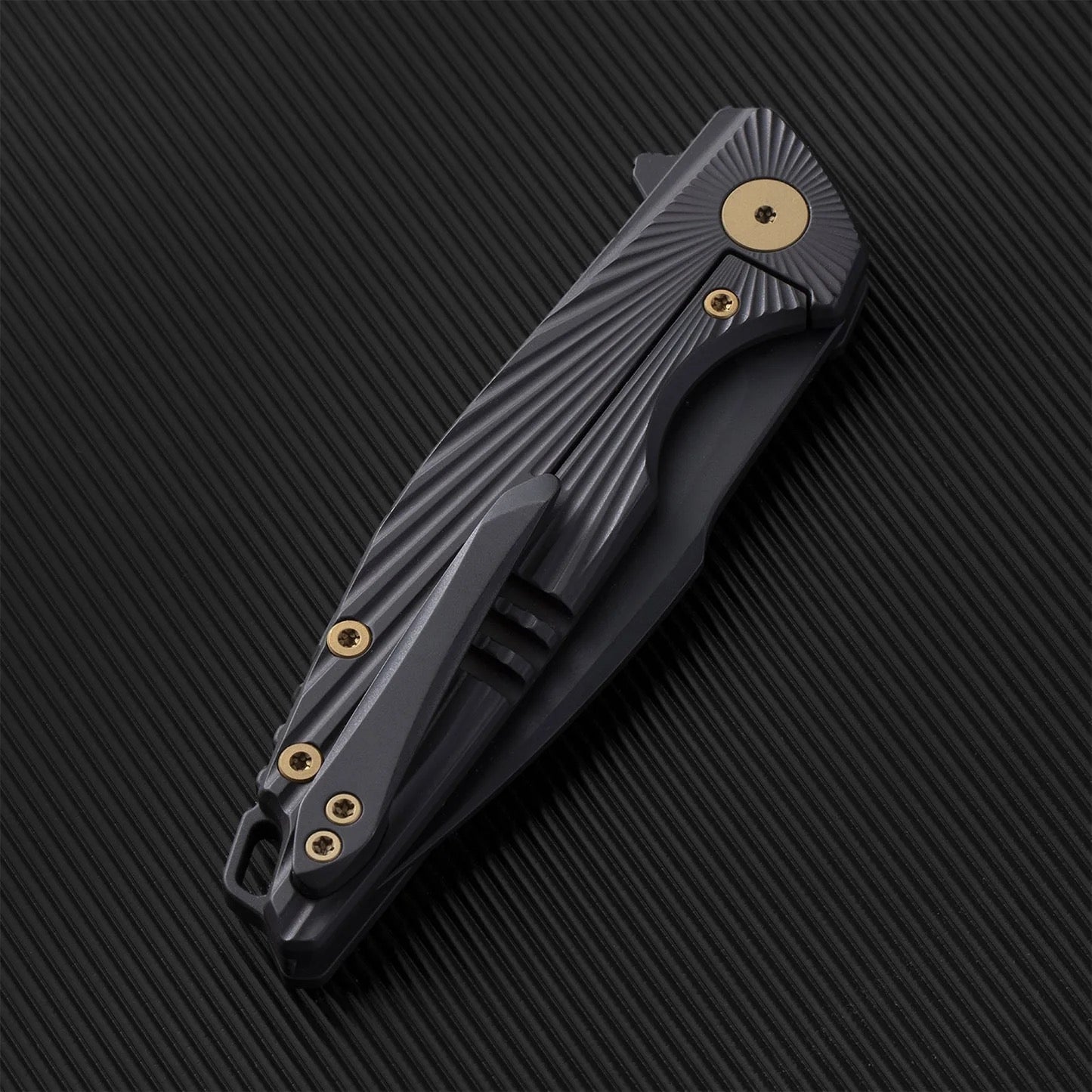 FerraMonster AURORA RAYS FM23002-C – 3.46" M390 Drop Point Black Titanium Frame Lock Knife