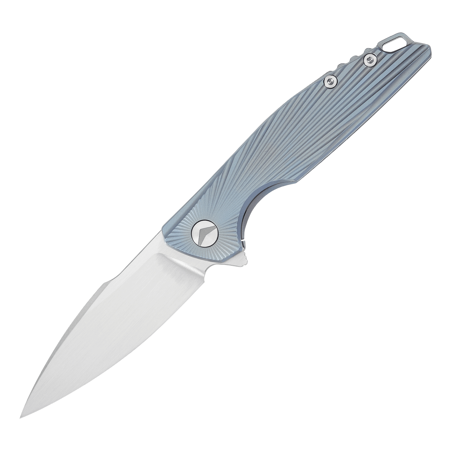 FerraMonster AURORA RAYS FM23002-D – 3.46" M390 Drop Point Blue Titanium Frame Lock Knife