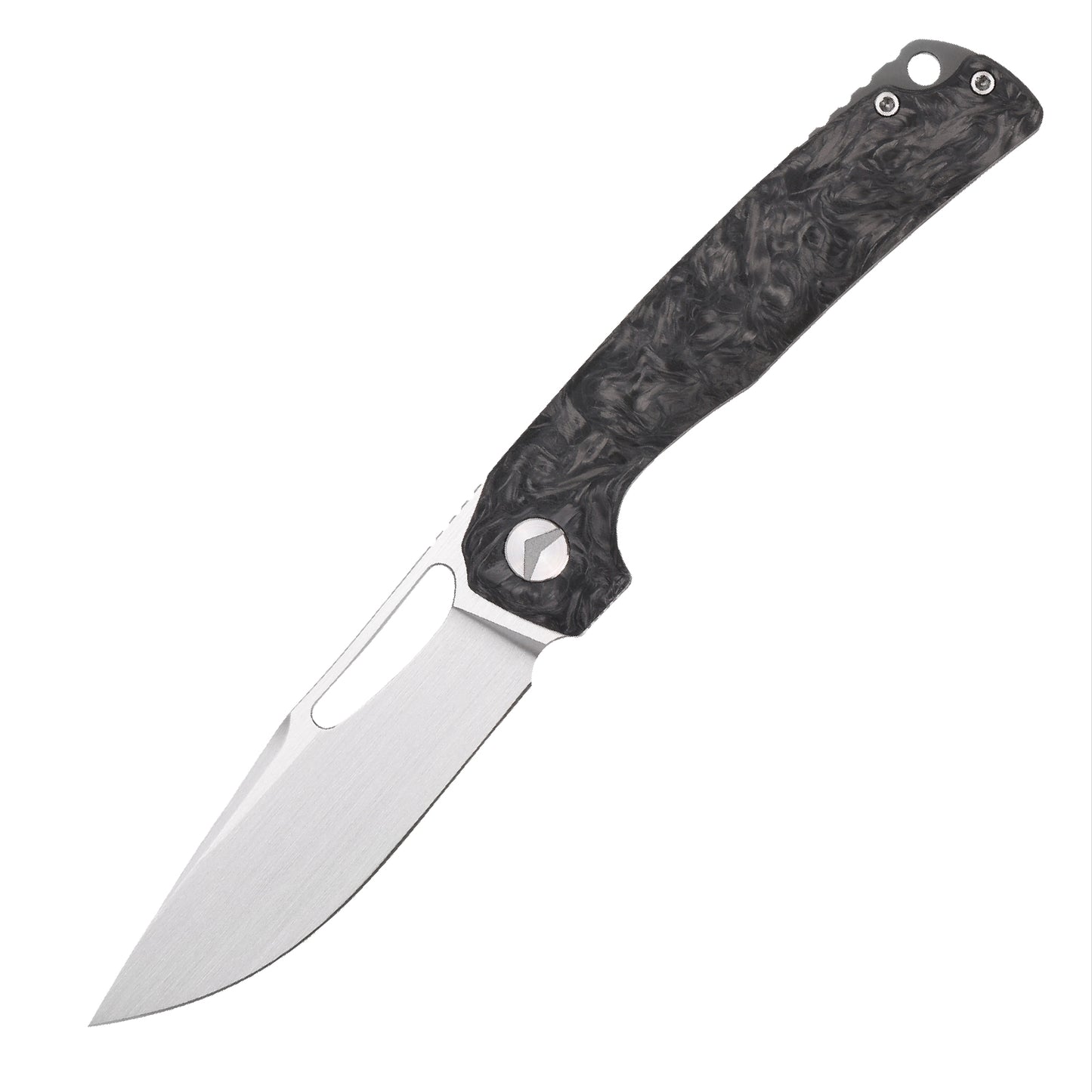 FerraMonster FERROX FM23006-B â€“ 3.5" M390 Satin Blade, Dark Matter Black FatCarbon & Titanium Frame Lock Knife
