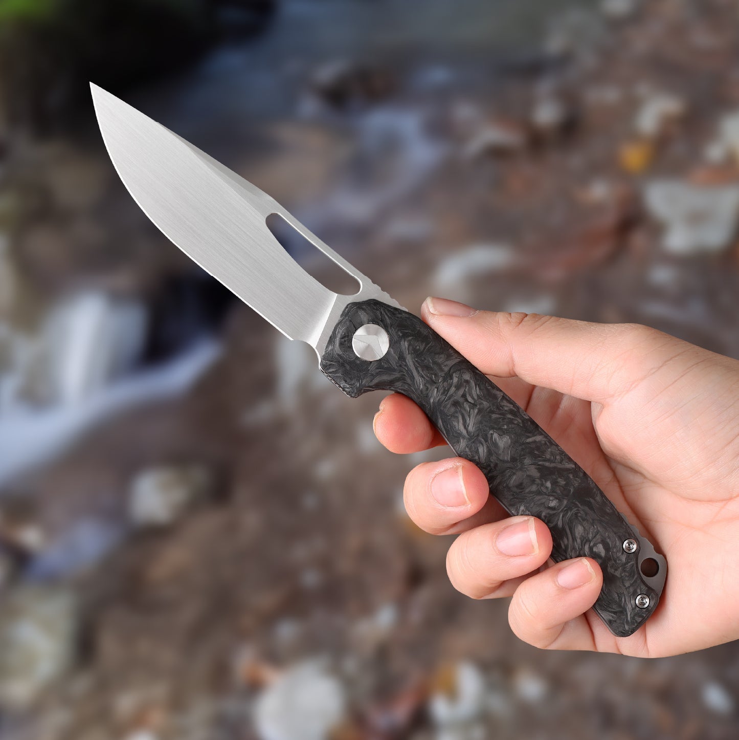 FerraMonster FERROX FM23006-B open position showing M390 spear point blade