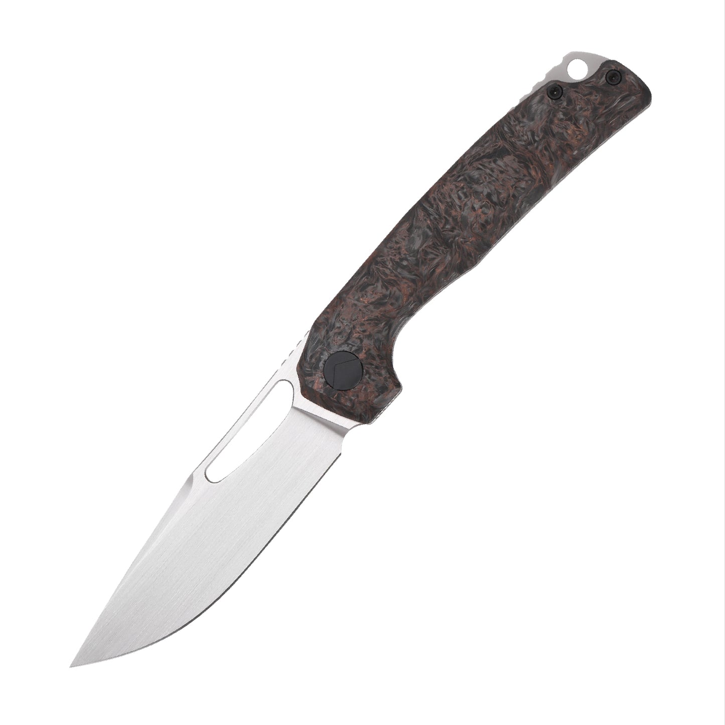 FerraMonster FERROX FM23006-D – 3.5" M390 Satin Blade, Dark Matter Copper FatCarbon & Titanium Frame Lock Knife