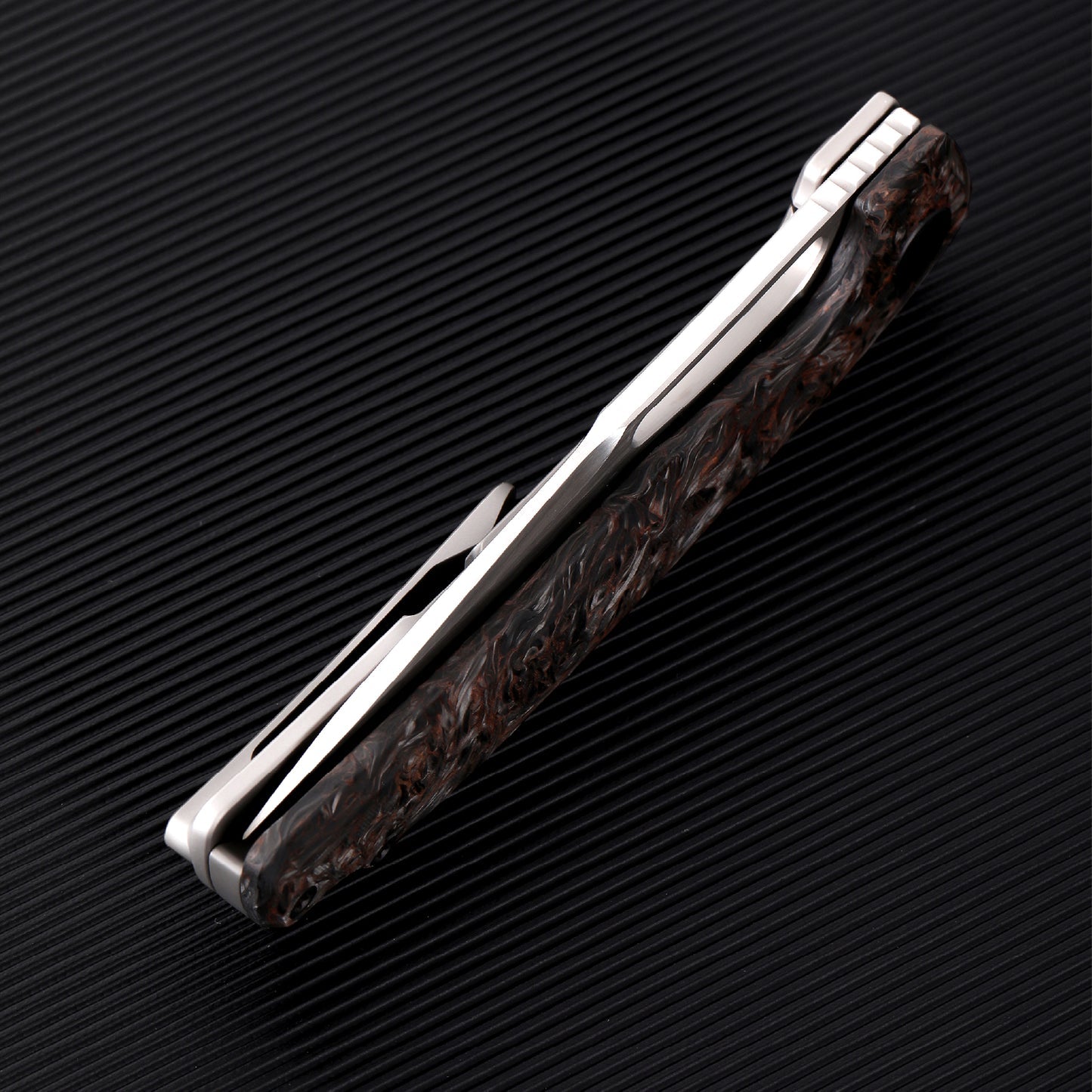 FerraMonster FERROX FM23006-D – 3.5" M390 Satin Blade, Dark Matter Copper FatCarbon & Titanium Frame Lock Knife