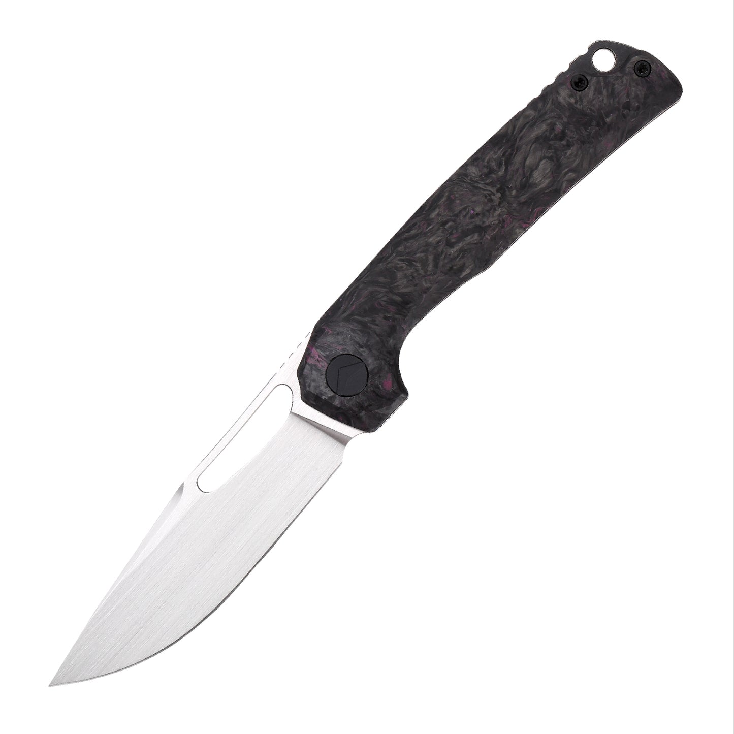 FerraMonster FERROX FM23006-E – 3.5" M390 Satin Blade, Dark Matter Purple FatCarbon & Titanium Frame Lock Knife