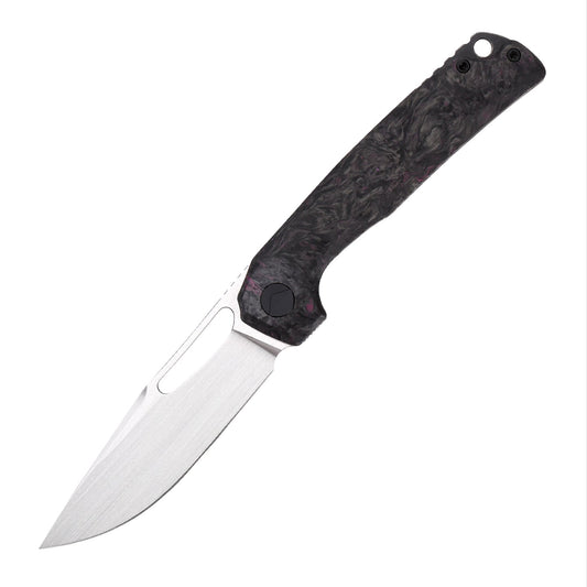 FerraMonster FERROX FM23006-E – 3.5" M390 Satin Blade, Dark Matter Purple FatCarbon & Titanium Frame Lock Knife