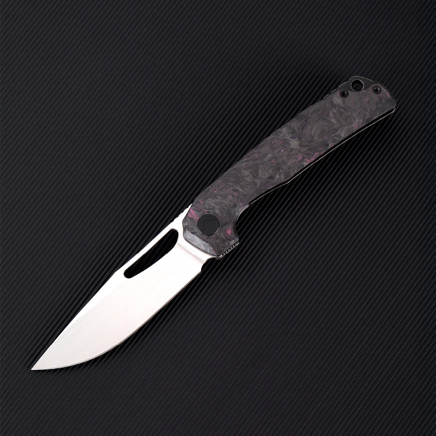 FerraMonster FERROX FM23006-E – 3.5" M390 Satin Blade, Dark Matter Purple FatCarbon & Titanium Frame Lock Knife