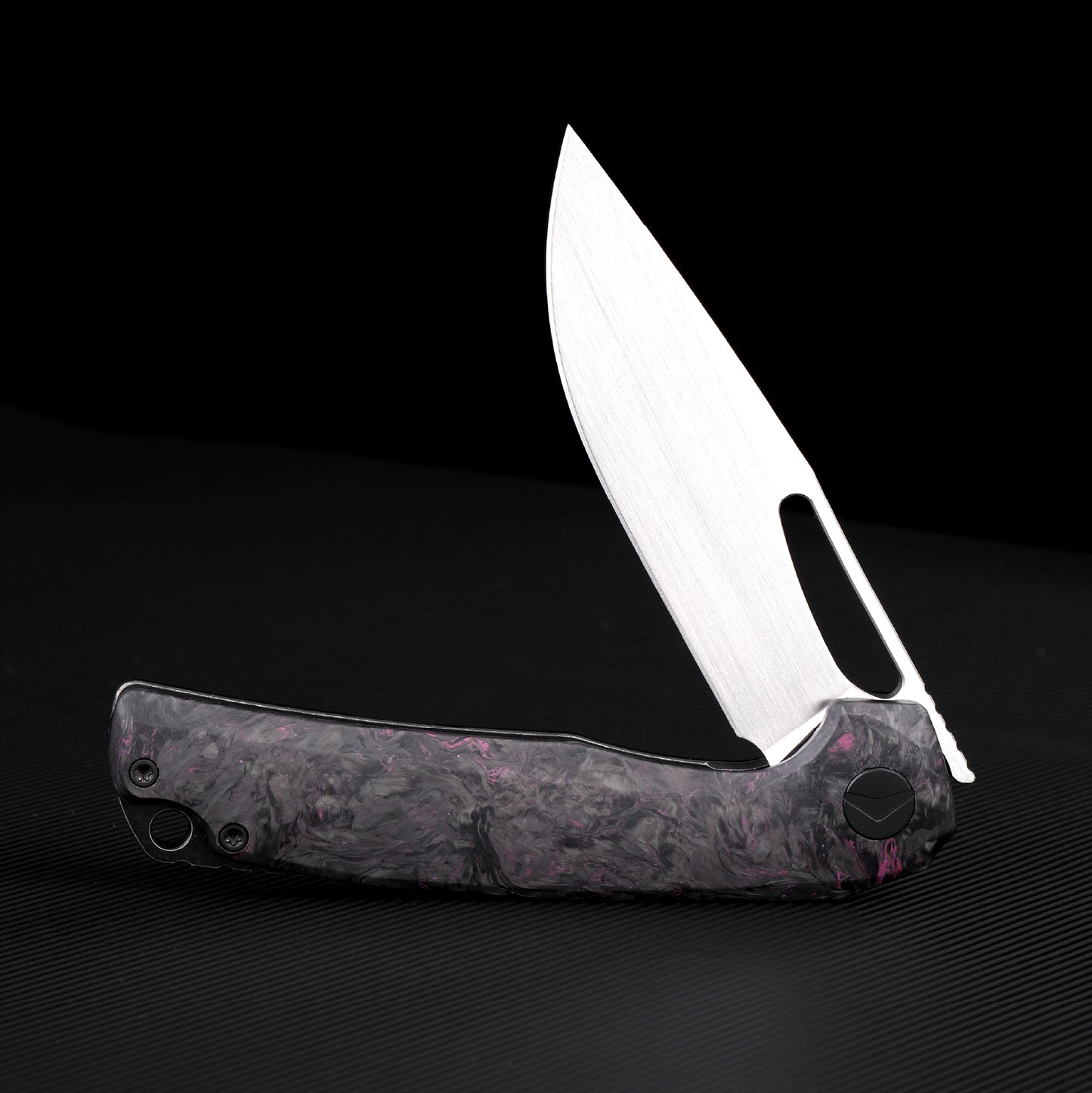 FerraMonster FERROX FM23006-E – 3.5" M390 Satin Blade, Dark Matter Purple FatCarbon & Titanium Frame Lock Knife