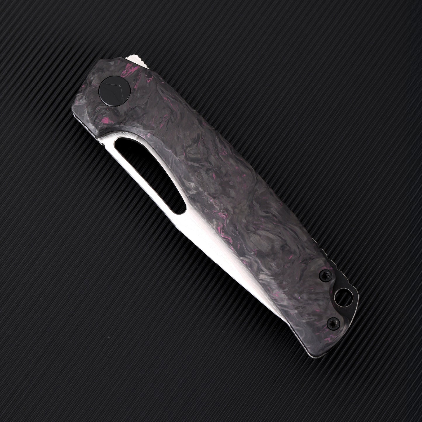 FerraMonster FERROX FM23006-E – 3.5" M390 Satin Blade, Dark Matter Purple FatCarbon & Titanium Frame Lock Knife