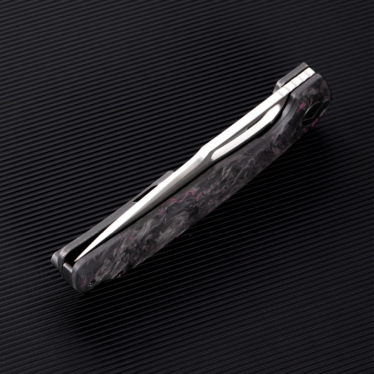 FerraMonster FERROX FM23006-E – 3.5" M390 Satin Blade, Dark Matter Purple FatCarbon & Titanium Frame Lock Knife