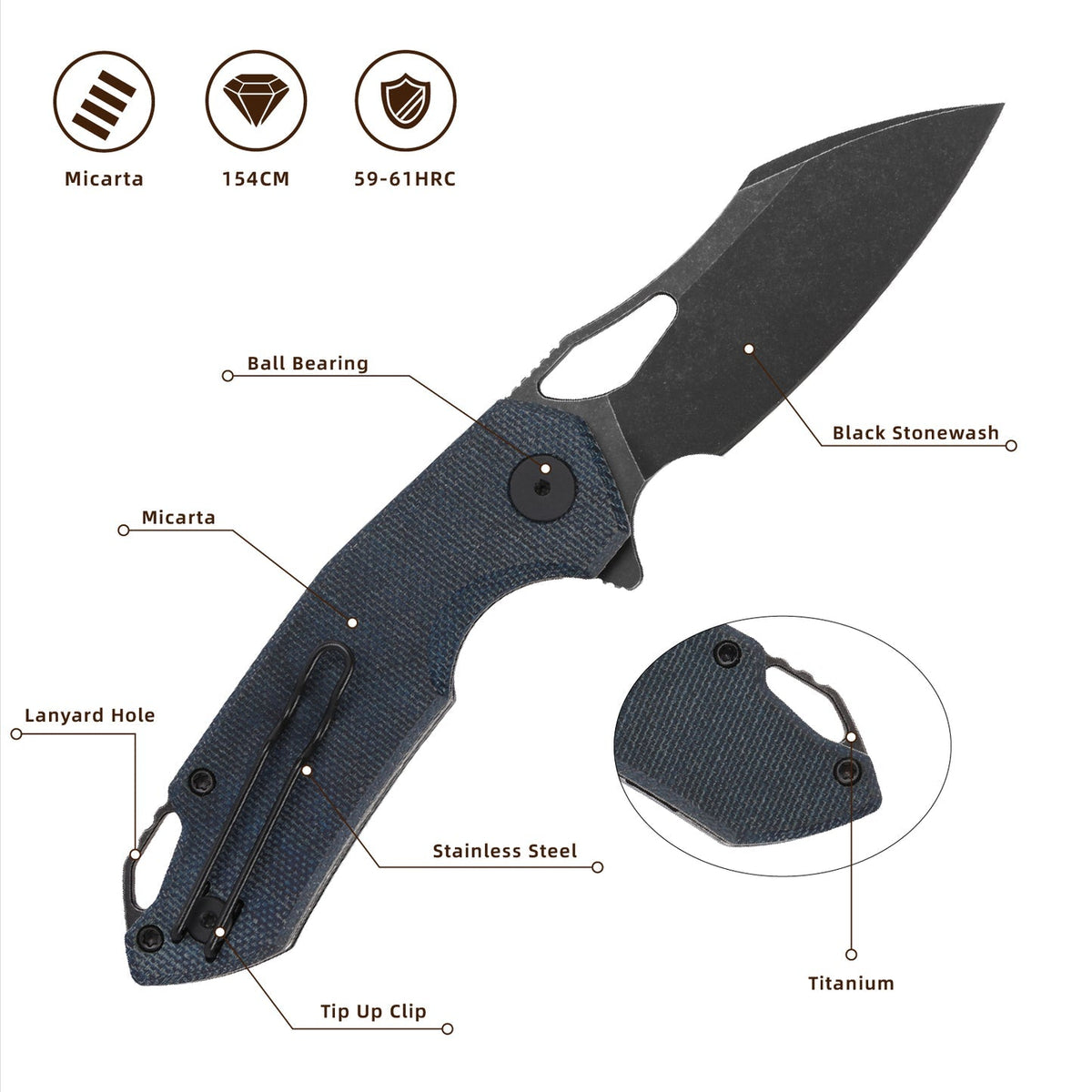 FerraMonster Glideman CP FM23003CP-C 6AL4V titanium backspacer with lanyard loop