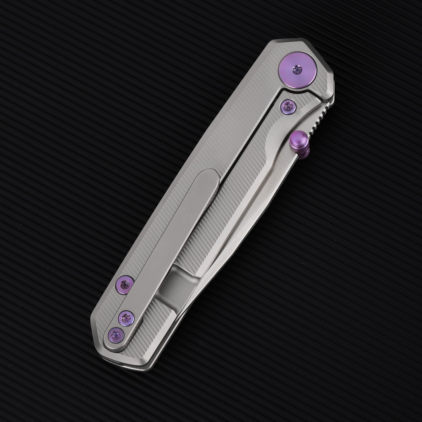 FerraMonster Kroma FM23008-A – 2.95" Satin Elmax Folding Knife, Grey Titanium Handle, Frame Lock Gentleman’s EDC