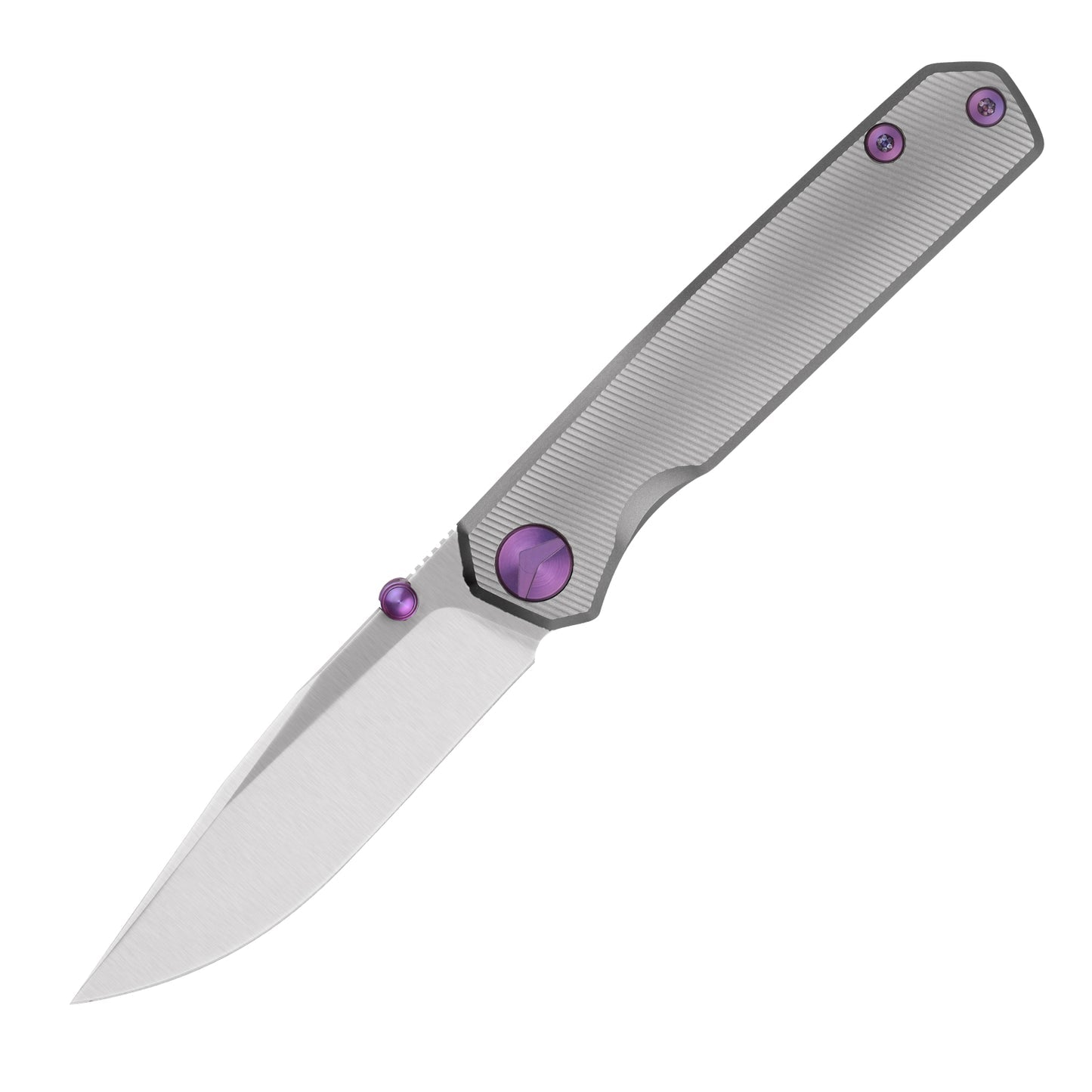 FerraMonster Kroma FM23008-A – 2.95" Satin Elmax Folding Knife, Grey Titanium Handle, Frame Lock Gentleman’s EDC