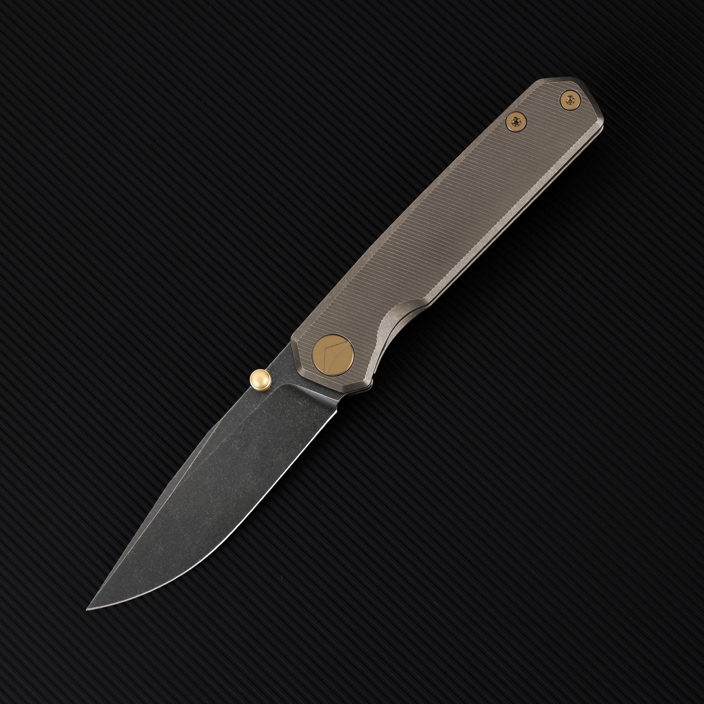 FerraMonster Kroma FM23008-C – 2.95" Black Stonewash Elmax Folding Knife, Bronze Stonewash Titanium Handle, Frame Lock Gentleman’s EDC