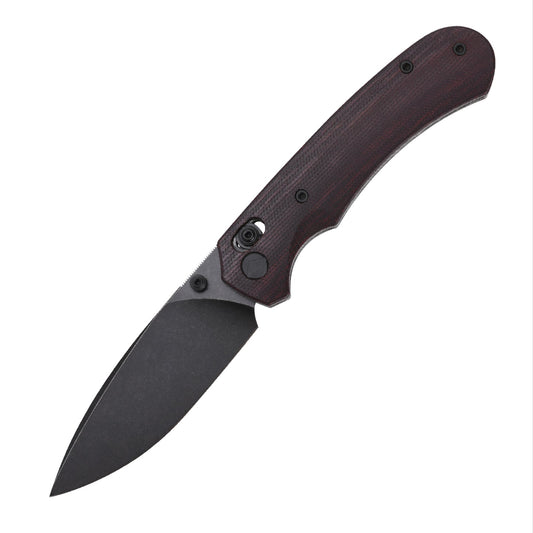 FerraMonster Spectrum CP FM23004CP-B – 3.31" Black Stonewash 154CM Blade, Red Micarta Crossbar Lock EDC Knife