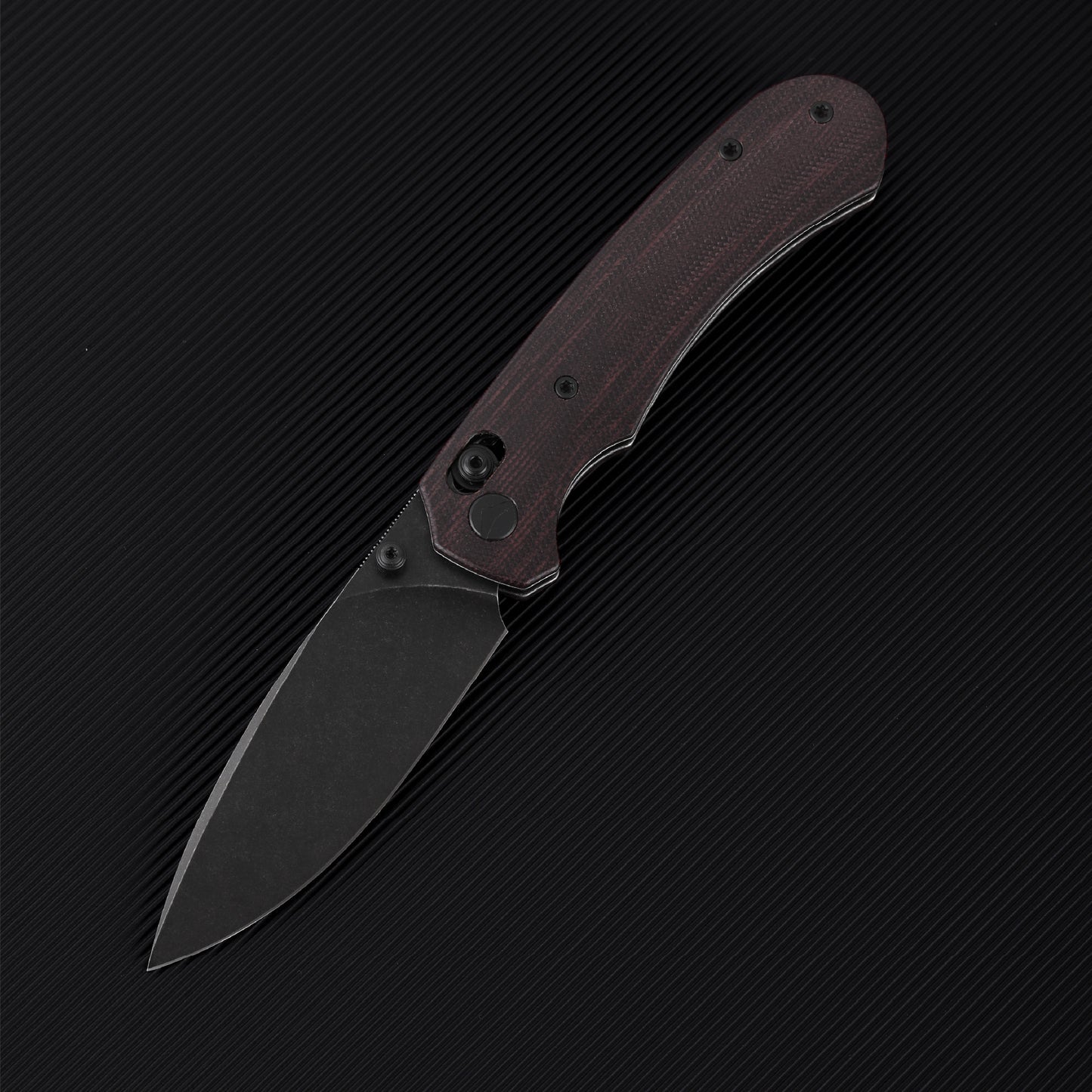 FerraMonster Spectrum CP FM23004CP-B – 3.31" Black Stonewash 154CM Blade, Red Micarta Crossbar Lock EDC Knife