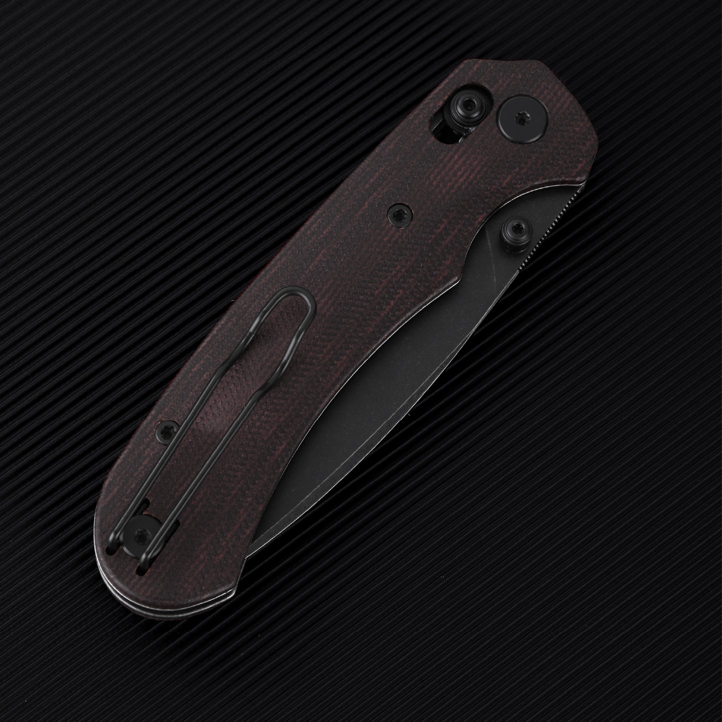 FerraMonster Spectrum CP FM23004CP-B – 3.31" Black Stonewash 154CM Blade, Red Micarta Crossbar Lock EDC Knife