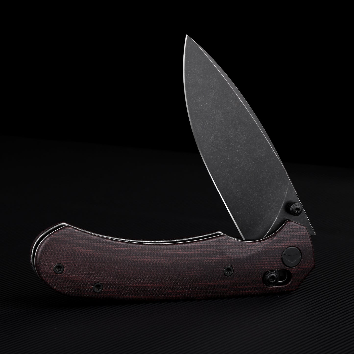 FerraMonster Spectrum CP FM23004CP-B – 3.31" Black Stonewash 154CM Blade, Red Micarta Crossbar Lock EDC Knife