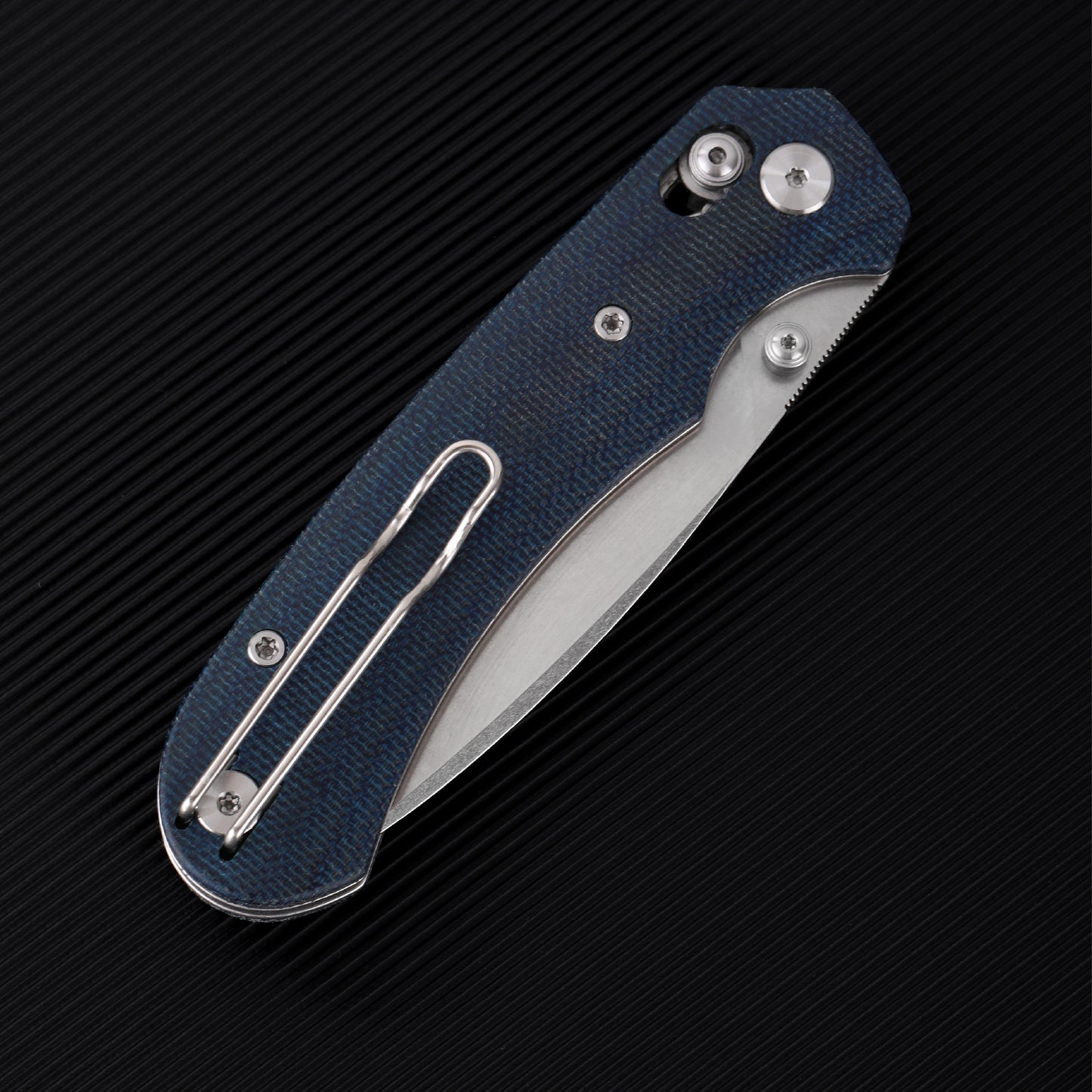 FerraMonster Spectrum CP FM23004CP-C – 3.31" Stonewashed 154CM Blade, Blue Micarta Crossbar Lock EDC Knife