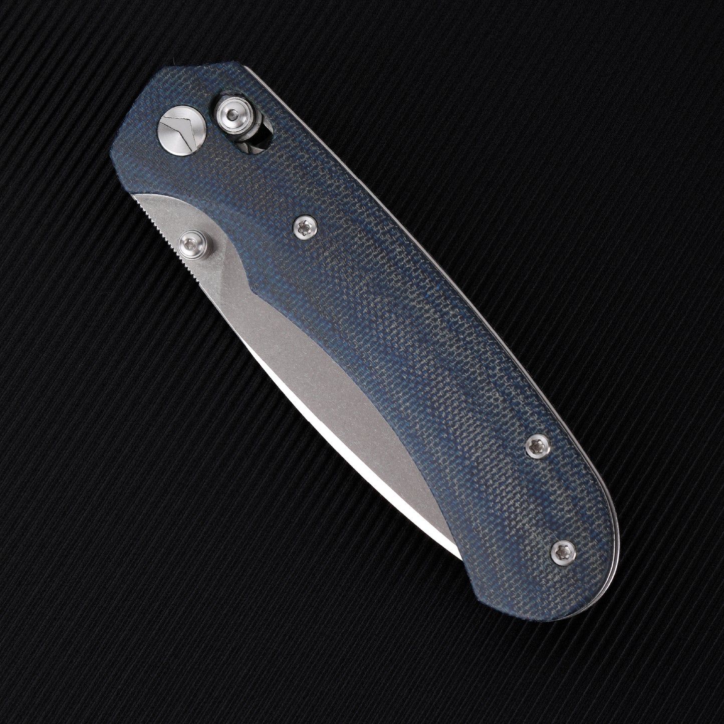 FerraMonster Spectrum CP FM23004CP-C – 3.31" Stonewashed 154CM Blade, Blue Micarta Crossbar Lock EDC Knife