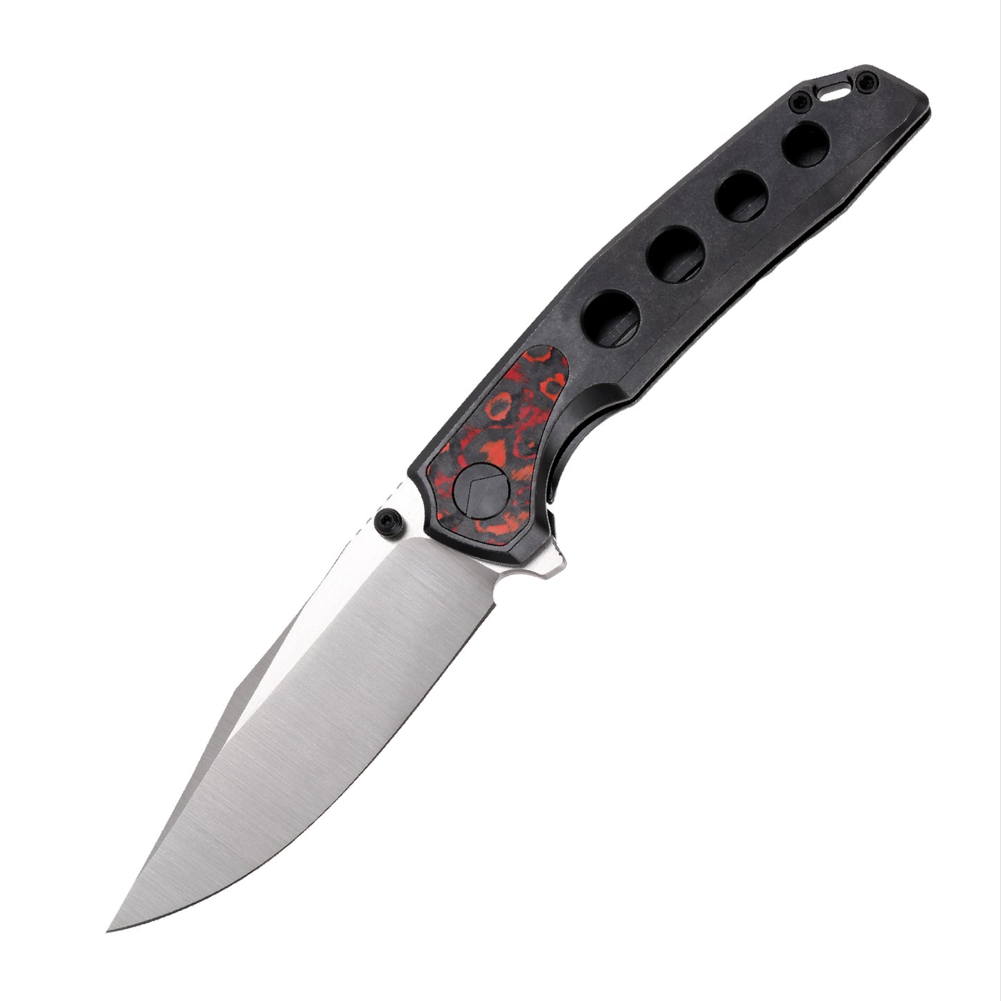 FerraMonster Valken FM23005-C – 3.46" M390 Belt Satin Clip Point Blade, Titanium Frame Lock with Mars FatCarbon Inlay