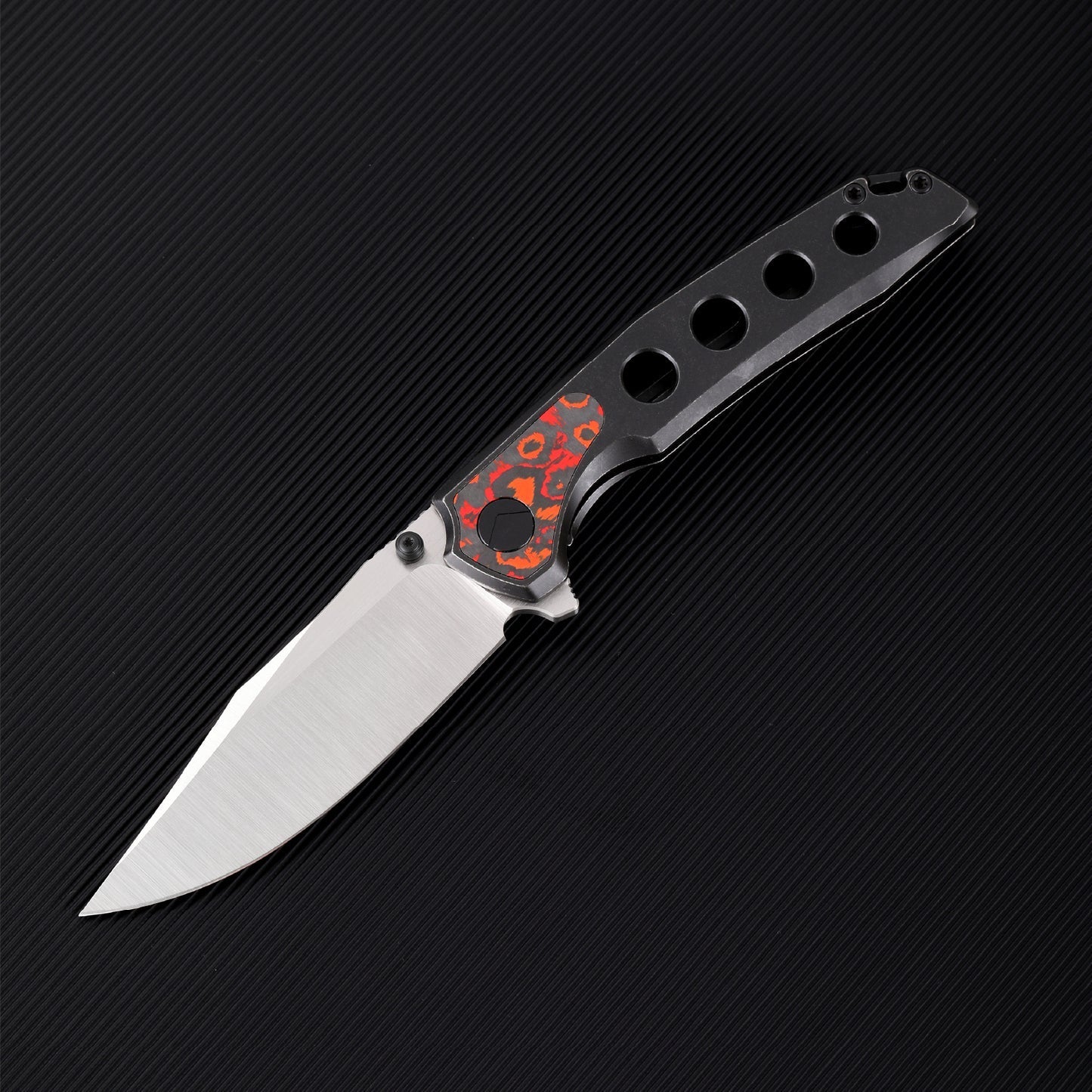 FerraMonster Valken FM23005-C – 3.46" M390 Belt Satin Clip Point Blade, Titanium Frame Lock with Mars FatCarbon Inlay