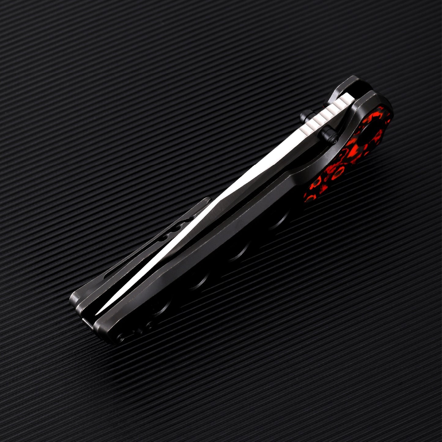 FerraMonster Valken FM23005-C – 3.46" M390 Belt Satin Clip Point Blade, Titanium Frame Lock with Mars FatCarbon Inlay