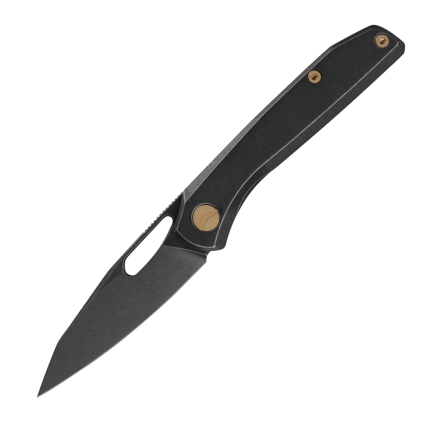 FerraMonster Xandros FM23007-B â€“ 3.23" Black Stonewash S90V Folding Knife, Black Titanium Handle, Frame Lock EDC