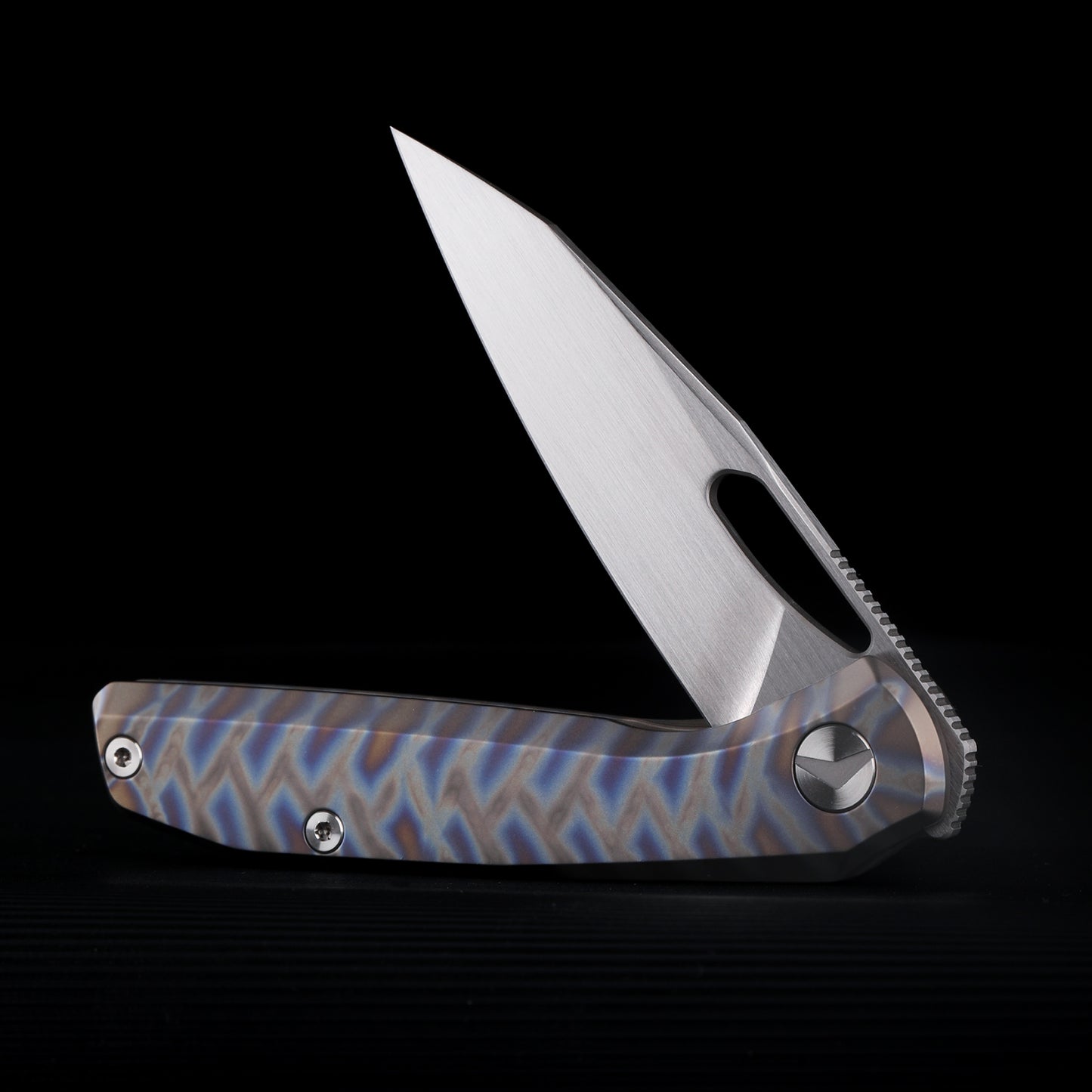 FerraMonster Xandros FM23007-C – 3.23" S90V Folding Knife, Tiger Stripe Flamed Titanium Handle, Frame Lock EDC