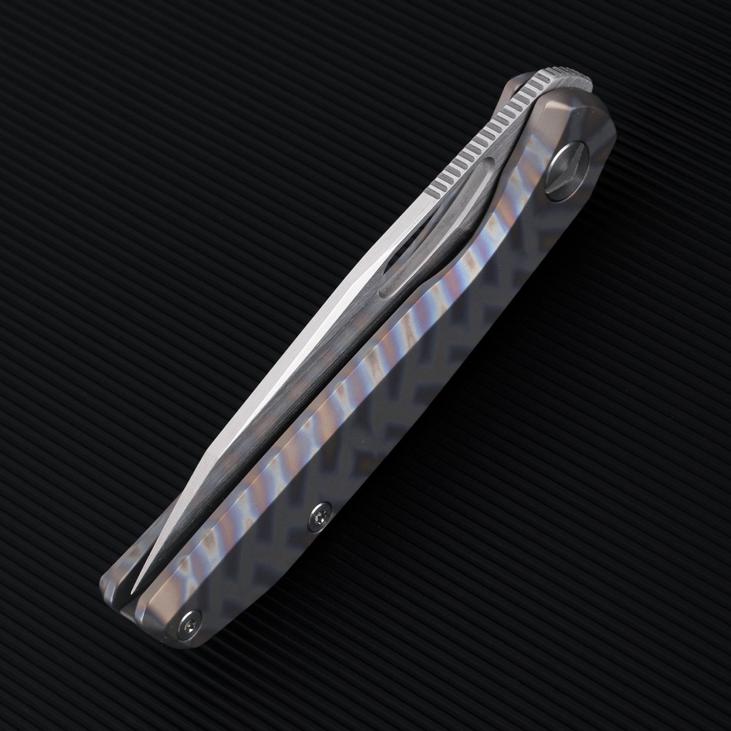 FerraMonster Xandros FM23007-C – 3.23" S90V Folding Knife, Tiger Stripe Flamed Titanium Handle, Frame Lock EDC