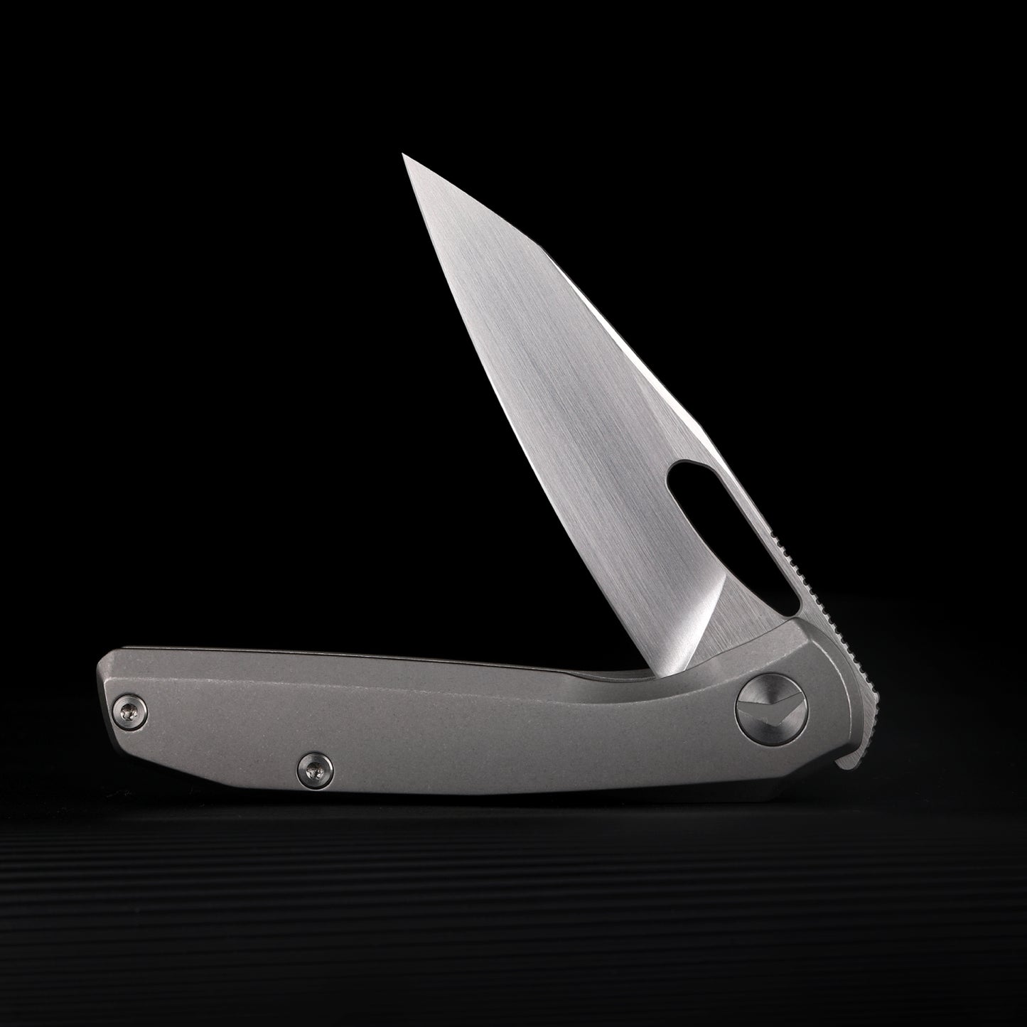 FerraMonster Xandros FM23007-A – 3.23" Hand Rubbed Satin S90V Folding Knife, Bead Blast Stonewash Titanium Handle, Frame Lock